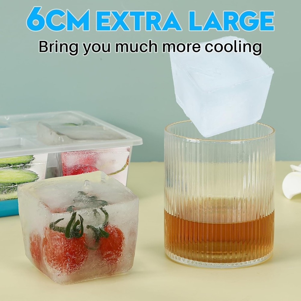 Extra Large Ice Cube Trays with Easy Release Bottom and Dishwasher Safe Features