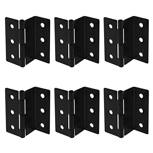 6 Pcs 3" High Half-Surface Chest Hinges,Black Offset Hinge for 1" Thick Door