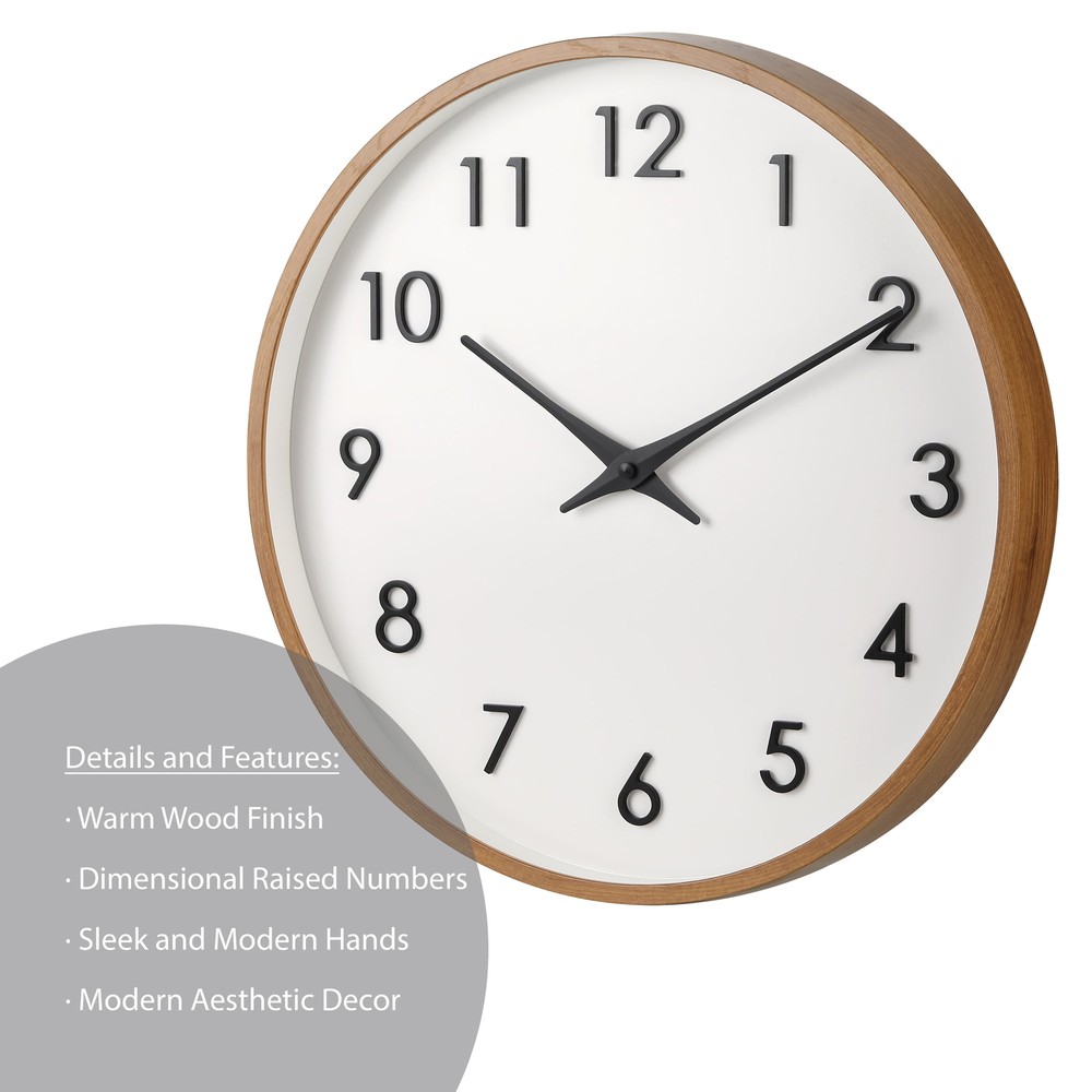 20" Quartz Modern Indoor Wall Clock, Easy Installation