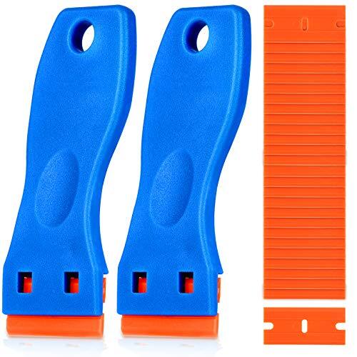 Plastic Razor Blade Scraper, 2PCS Scraper Tool with 60PCS Plastic Blades