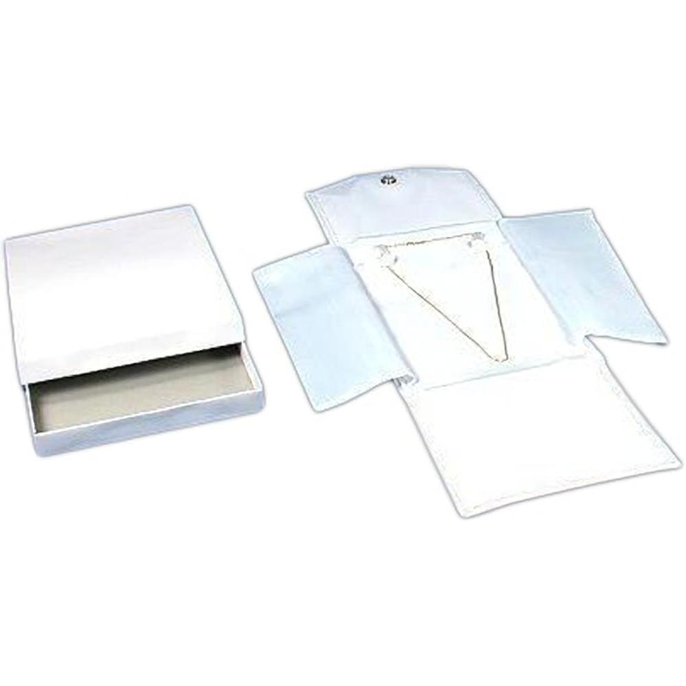 6 White Faux Leather Necklace & Chain Display Folders