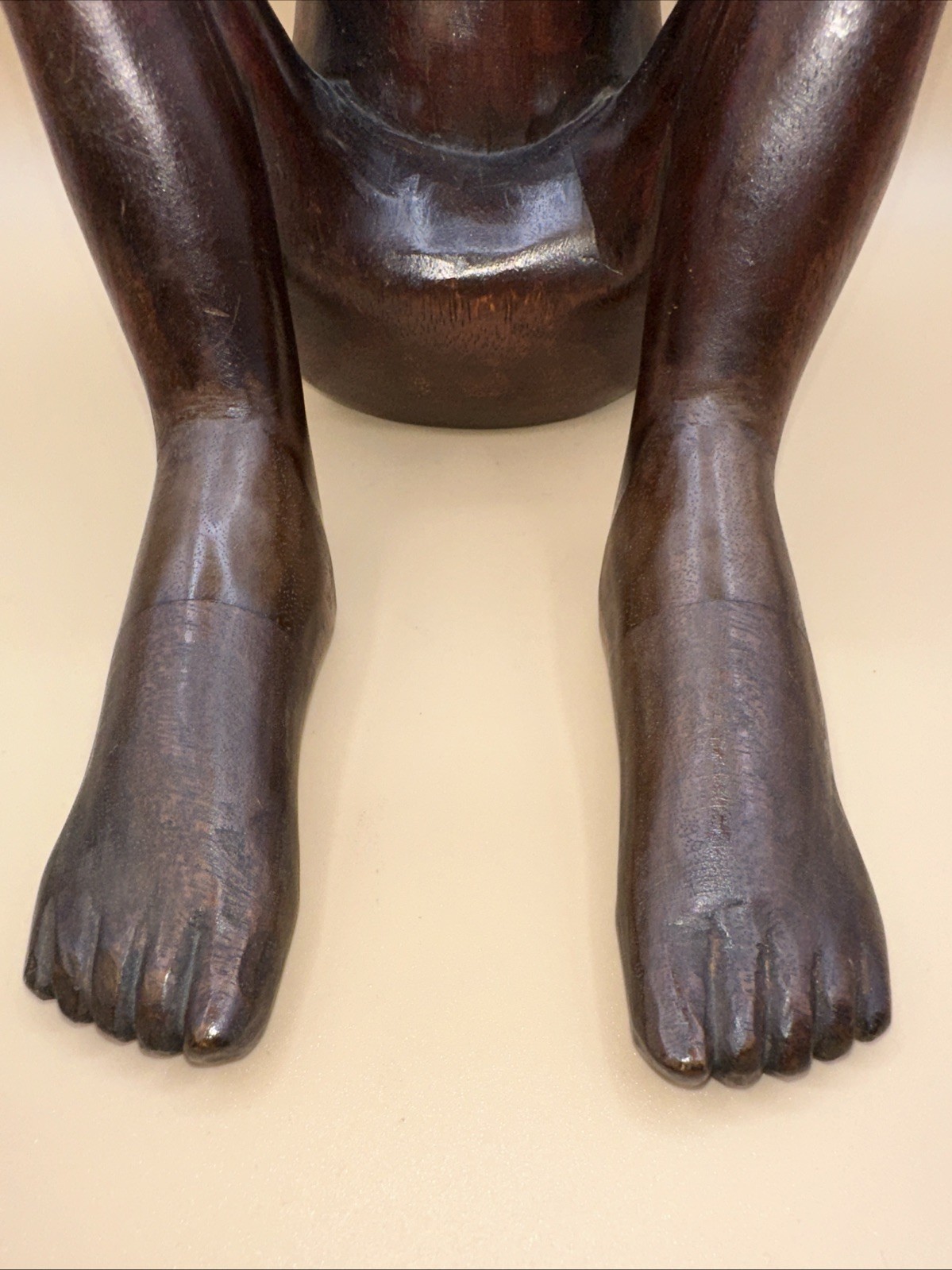 RARE!! VTG AFRICAN MAKONDE MAASAI HAND-CARVED EBONY WOOD SEATED WOMAN SCULPTURE