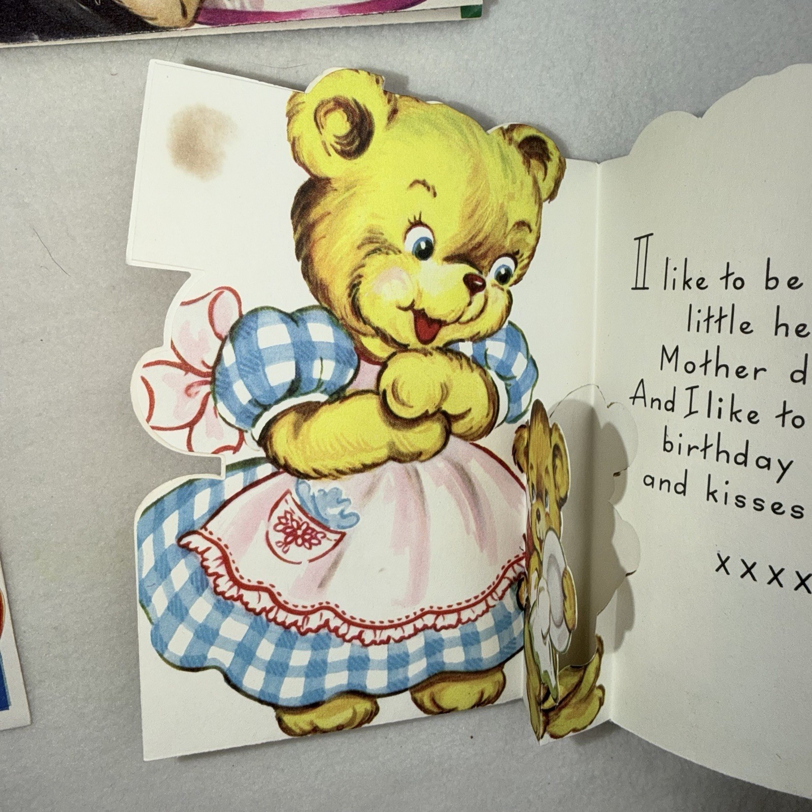 Vintage 1950s Cards Lot Used Die Cut Teddy Bear Pop Up Ephemera AGC Gibson