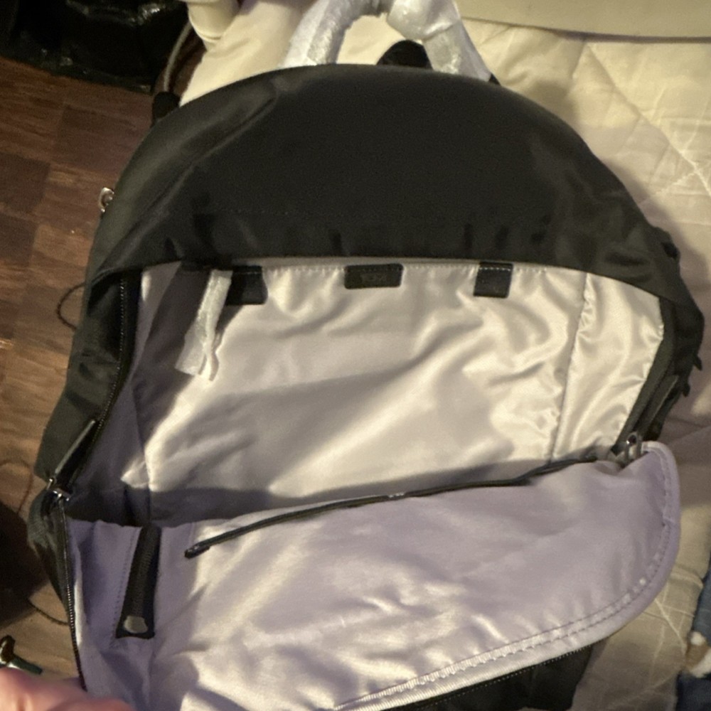 Tumi Black Backpack Grey Zip Closure with Pockets Adjustable Straps Classic