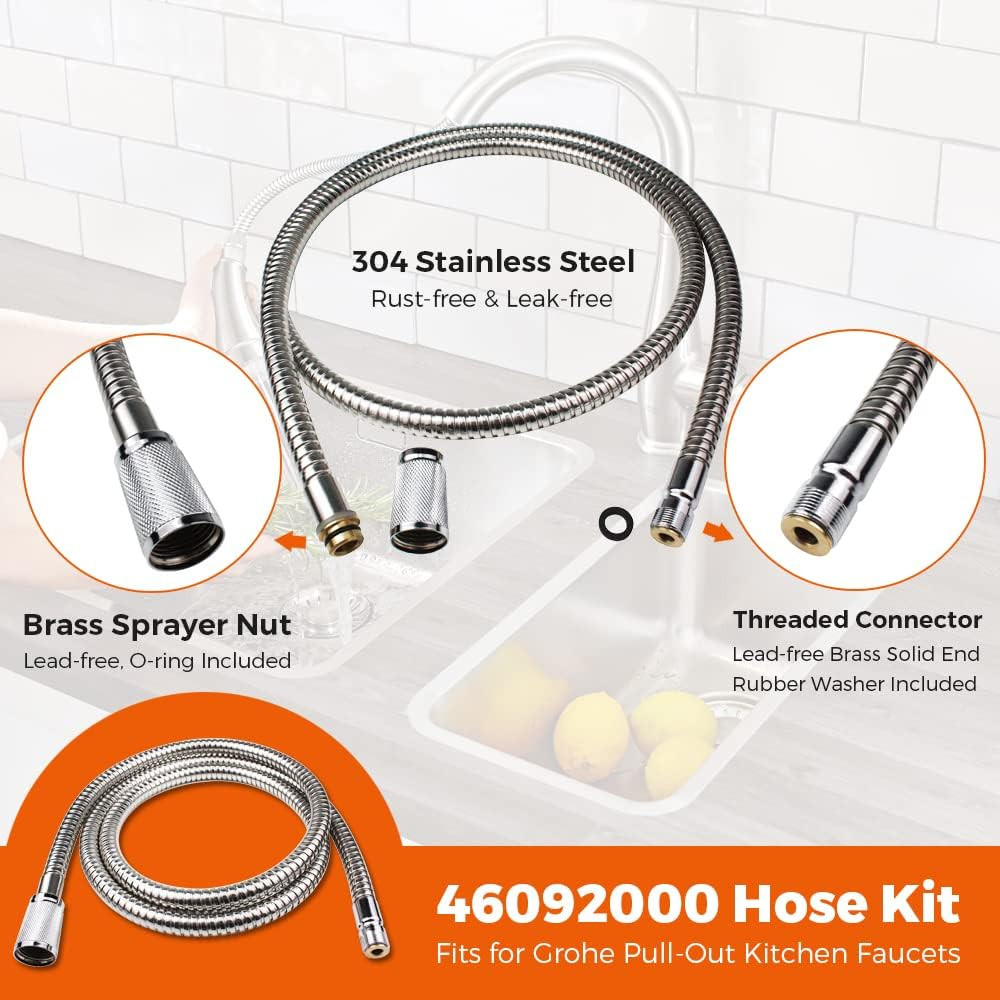 Grohe Compatible Pull Out Spray Hose for Kitchen Faucets - Perfect Replacement P