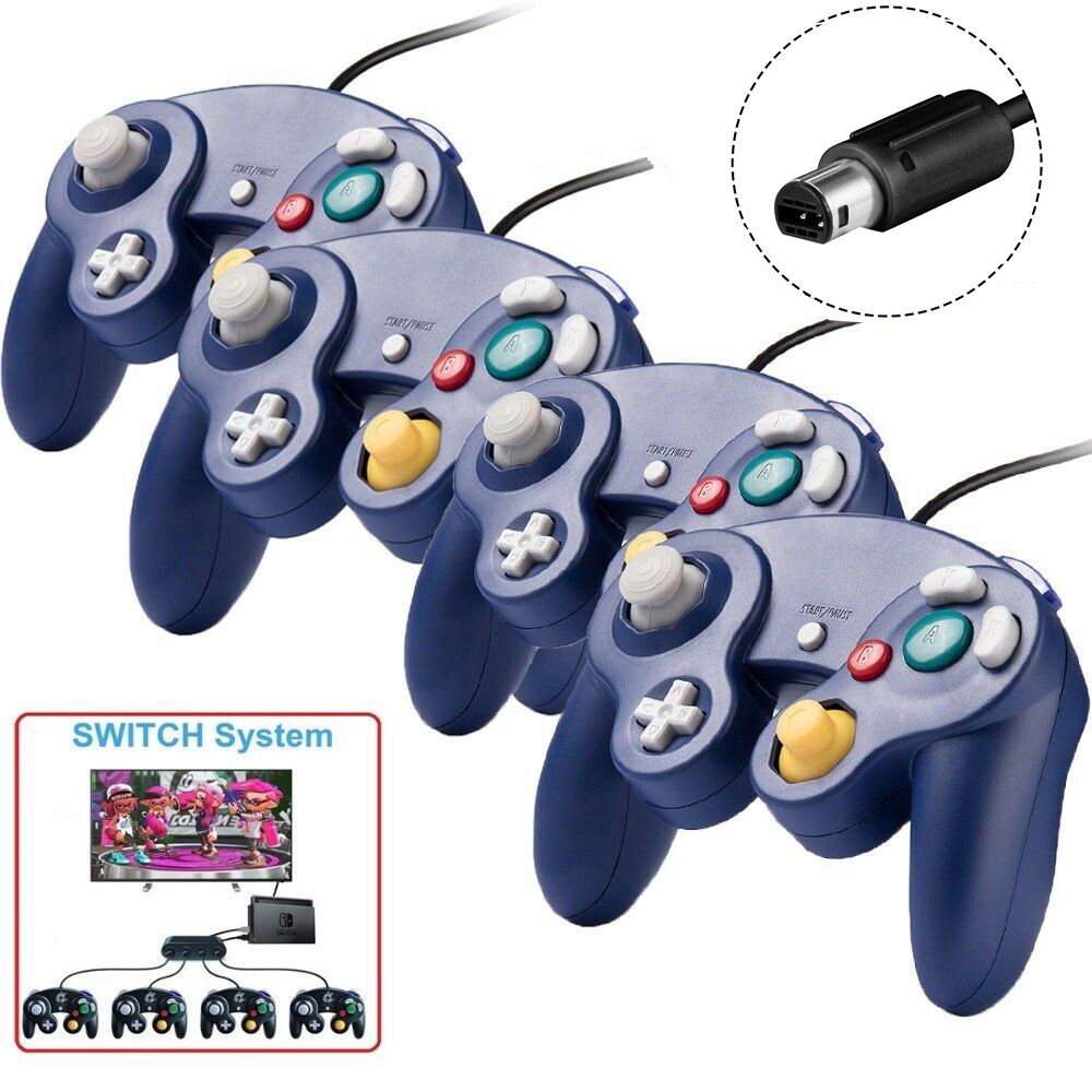 4 Pack Purple Wired NGC Game Controllers for Gamecube Console