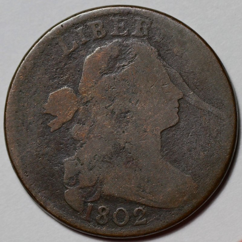 1802 Draped Bust Large Cent - Elephant Trunk - US 1c Copper Coin