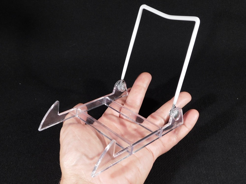 Easel Display Stand Medium Size ADJUSTABLE White Back Clear Base