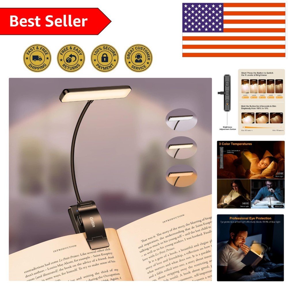 19 LED Rechargeable Book Light with Memory Function - Eye-Caring & Portable