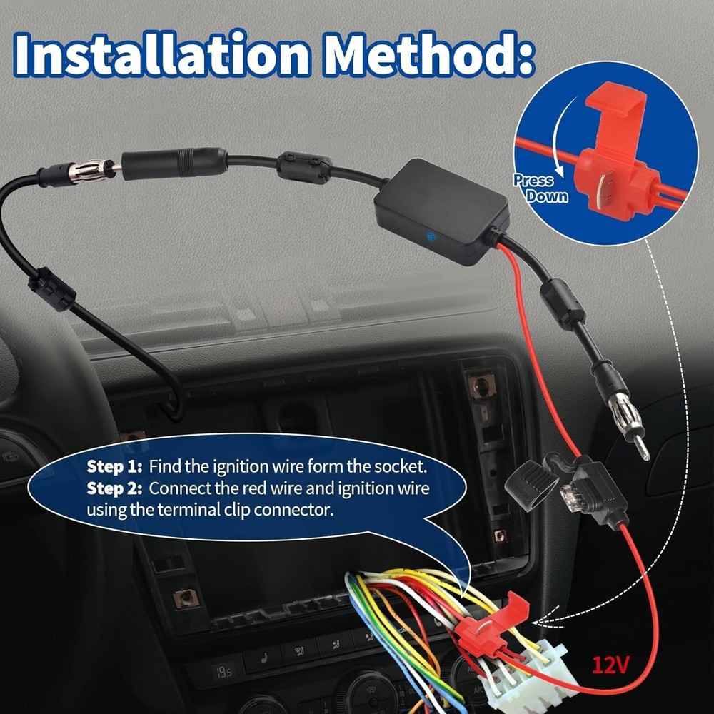 Antena Fm De Radio Estereo Universal Para Automovil Fuente De Alimentacion De...