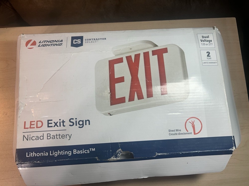 NIB LITHONIA LIGHTING EXR LED EL M6 EXIT SIGN