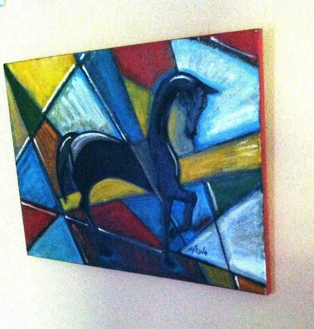 Abstract Horse Pony Oil Painting Original Cubism Modern 18 x 24 in. large