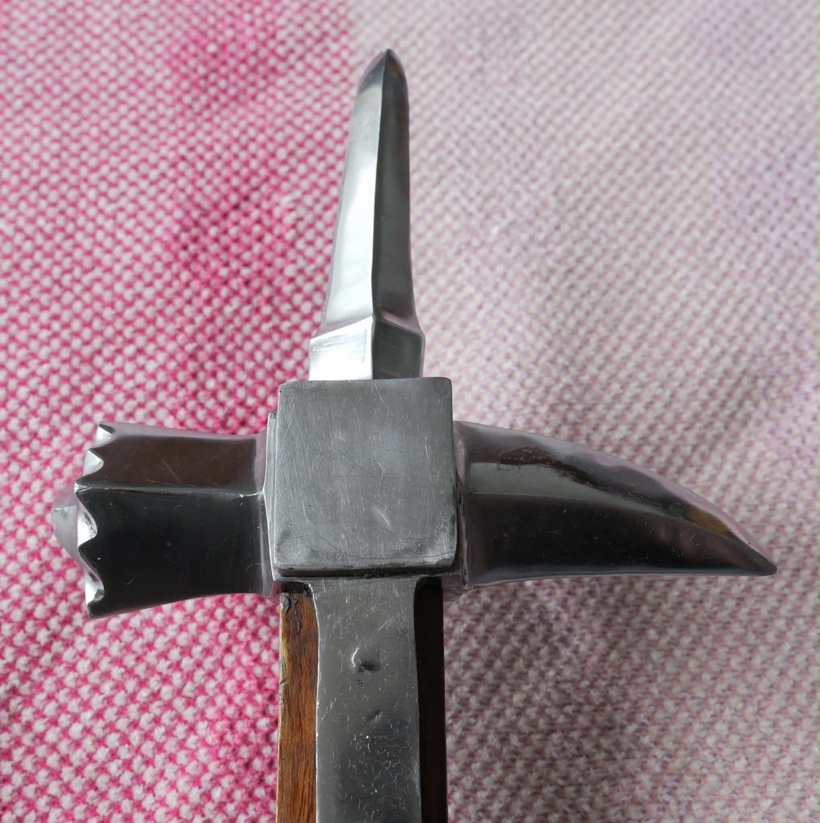 24” Lucerne War Hammer Teak Wood Handle Hand Forged Rustic Medieval Stronghold