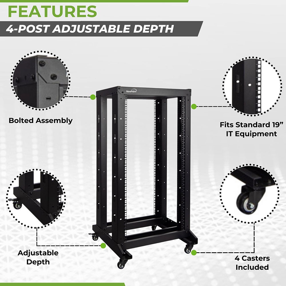 NavePoint 22U 4-Post Adjustable Preset Server Racks 19-Inch Standard - Parent