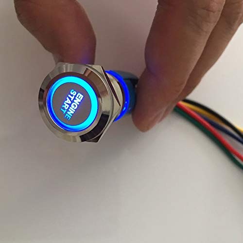 12V Car Vehicle Blue LED Light Headlight Push Button Metal Toggle Switch blue