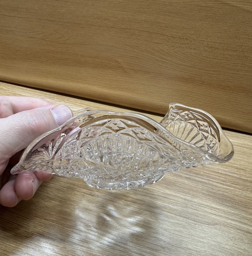 Curved Cut Glass Candy Dish Unique