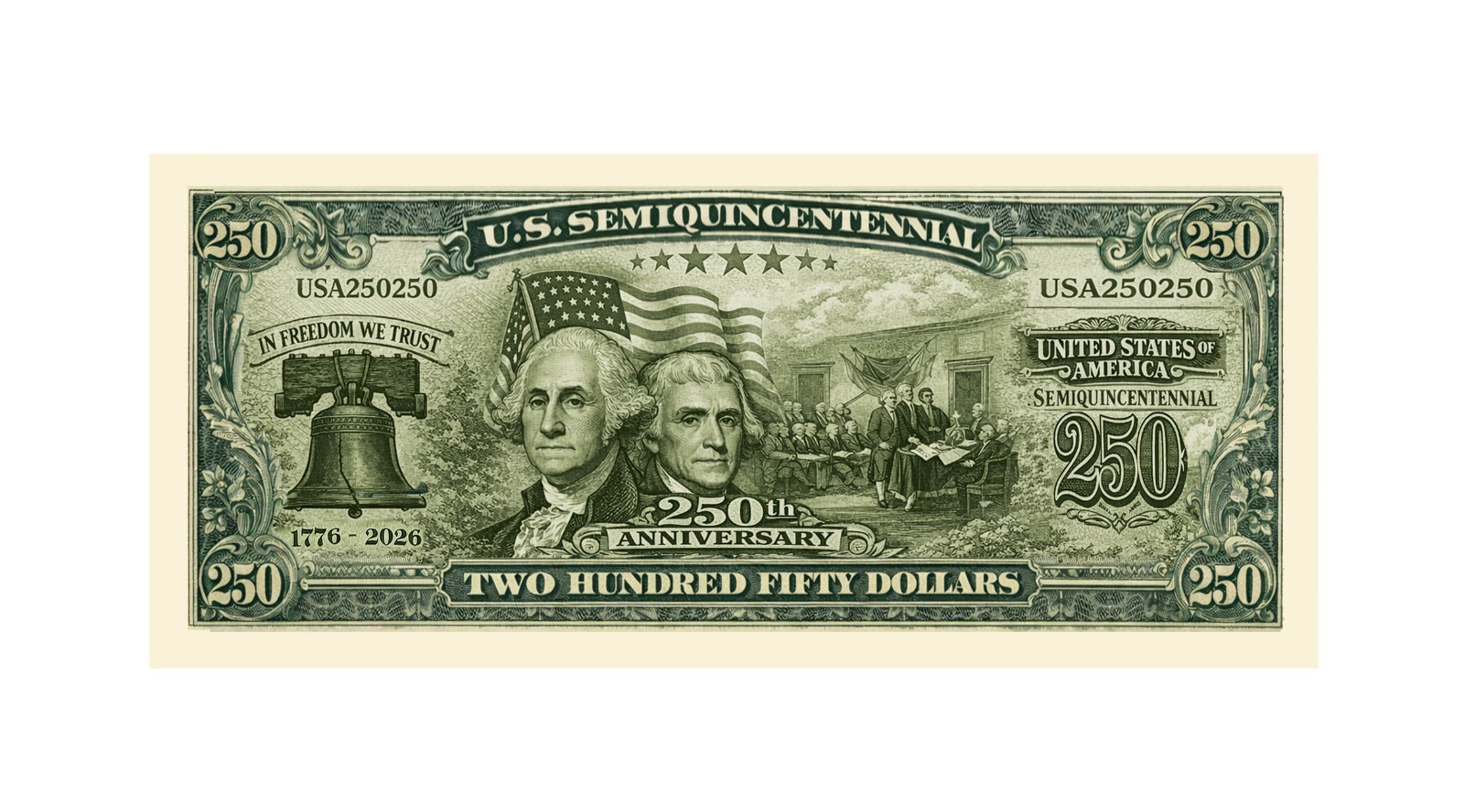 Pack of 1,000 Bills -U.S. Semiquincentennial 250th Anniversary Notes