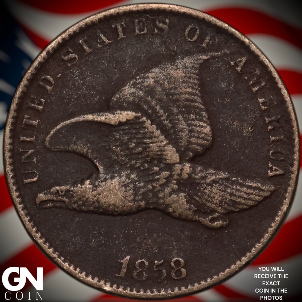 1858 SMALL LETTERS Flying Eagle Cent Penny A3841