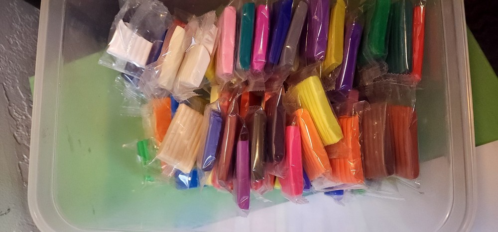 Polymer Clay NEW & USED, Assorted Colors, with Storage Container