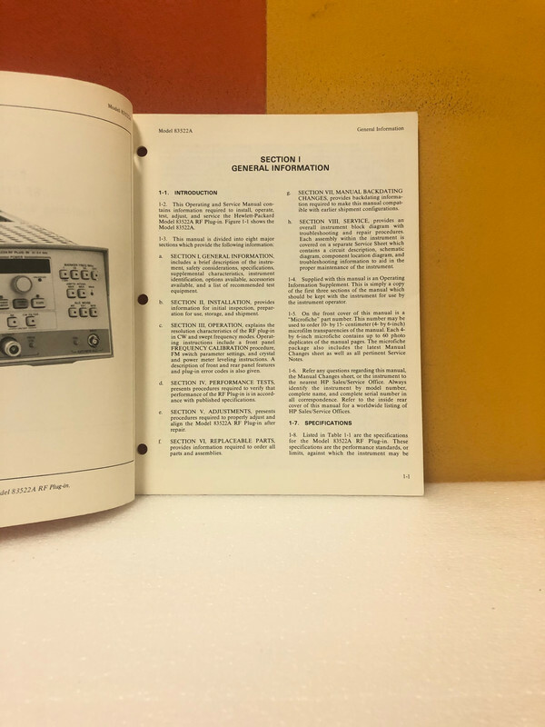 HP 83522A RF Plug-In General Information Manual