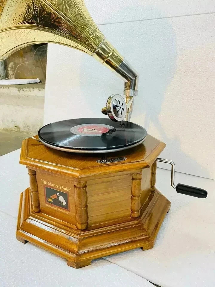 Vintage HMV Gramophone Fully Functional Working Phonograph, win-up record player