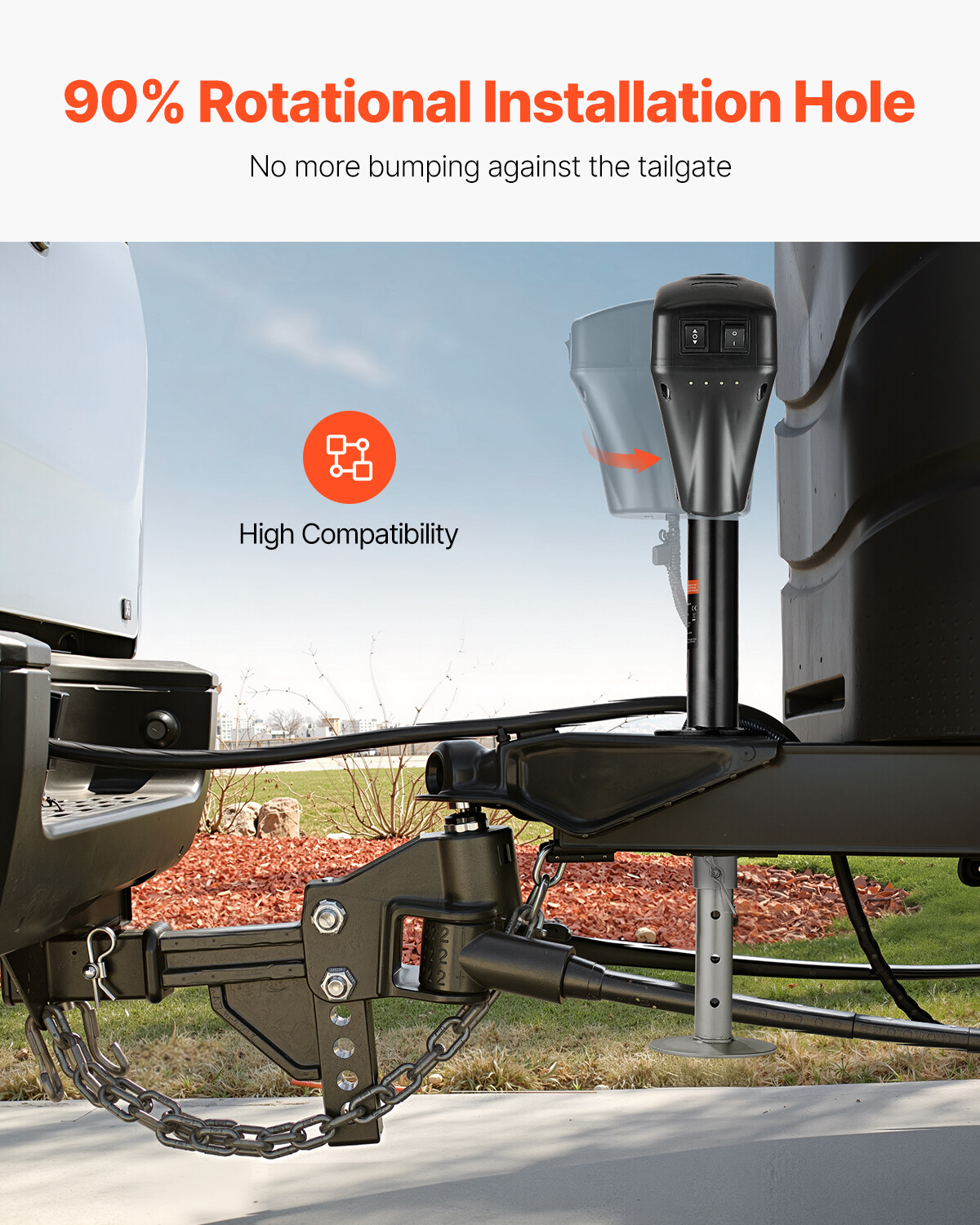 Electric Trailer Jack 5000 lbs Power Tongue Jack for RV Trailer & Camper Black