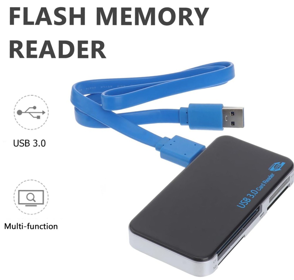 USB 3.0 Memory Card Reader Adapter 5GBPS Fit CF/TF/SD/Micro SD/XD/M2/MS Card