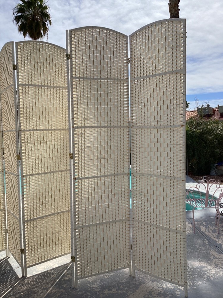 Wicker Room Divider 6 Panel White 83"X117"