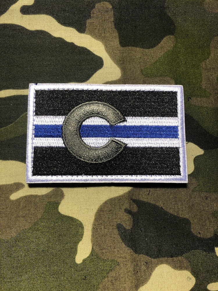 COLORADO STATE FLAG PATCH POLICE THIN BLUE LINE SUBDUED WITH HOOK! BLACK GREY
