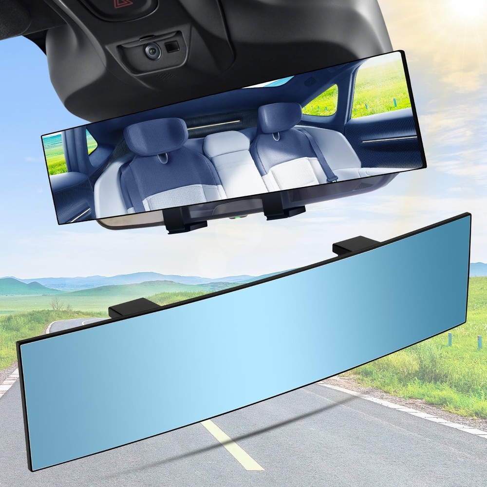 Universal Panoramic Rearview Mirror  Wide Angle Blind Spot Reduction Accessory