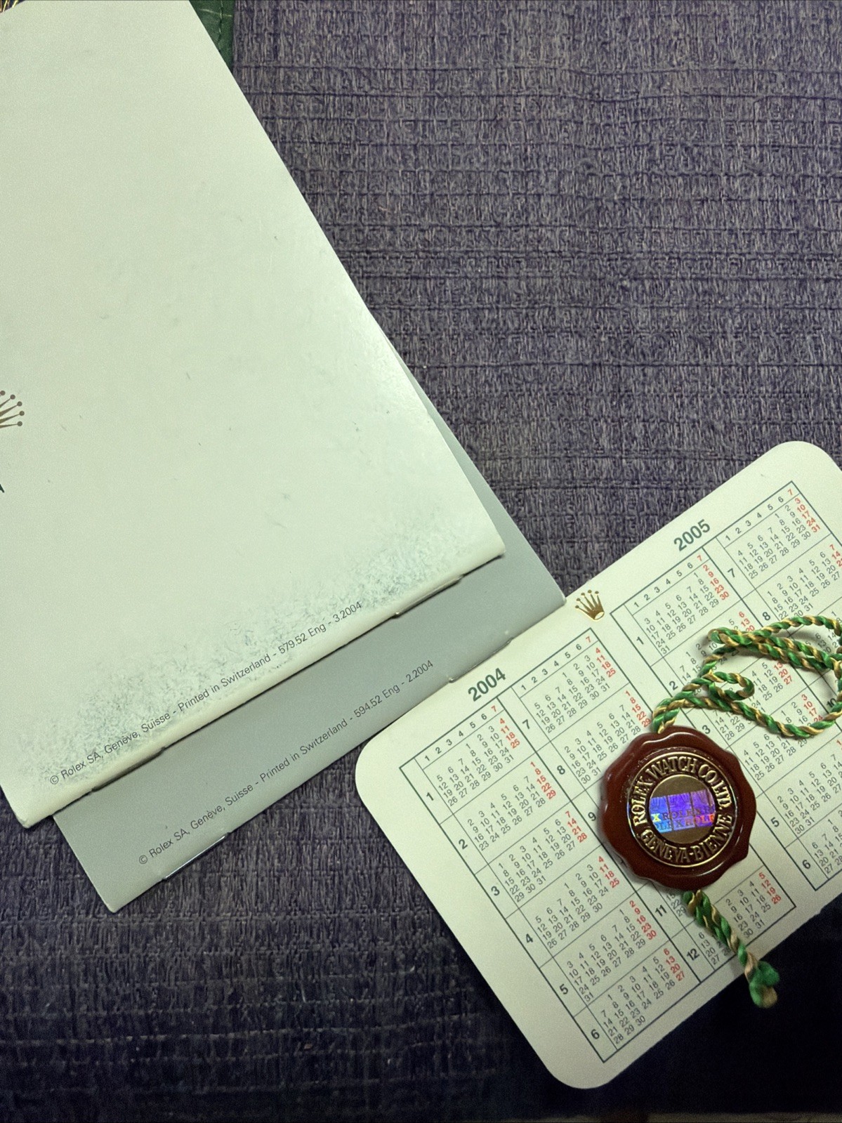 Rolex 2004 Submariner Accessories Set.Booklets;paper hold;Tag;calendar English‼️