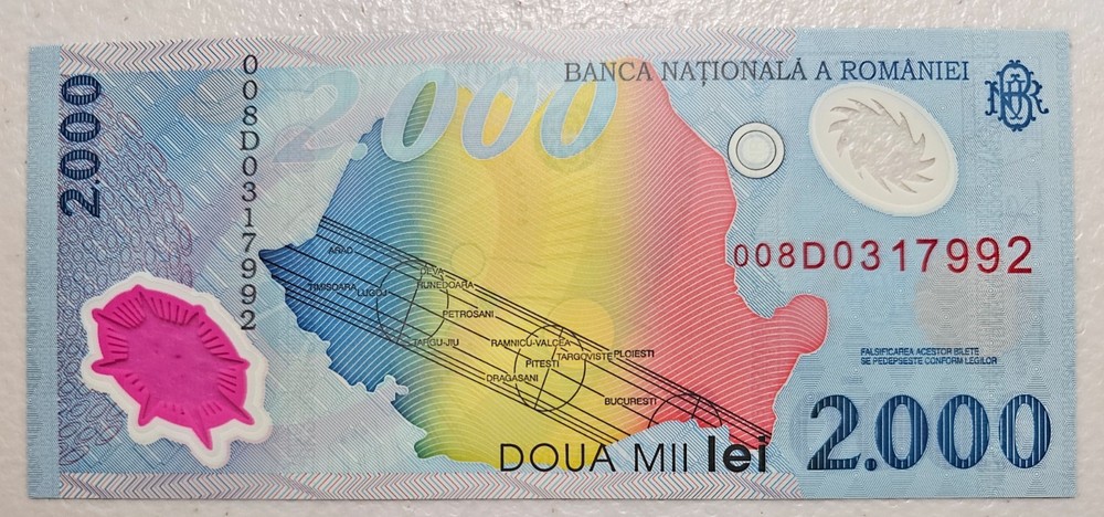 Romania 2000 Lei 1999 Polymer Unc