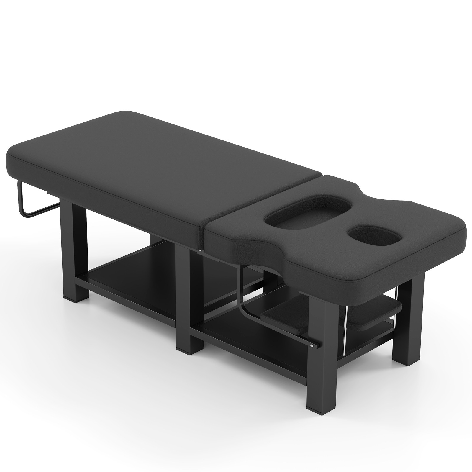 Black Massage Table Facial Bed Treatment Salon Spa Beauty w/Headrest, Open-Chest