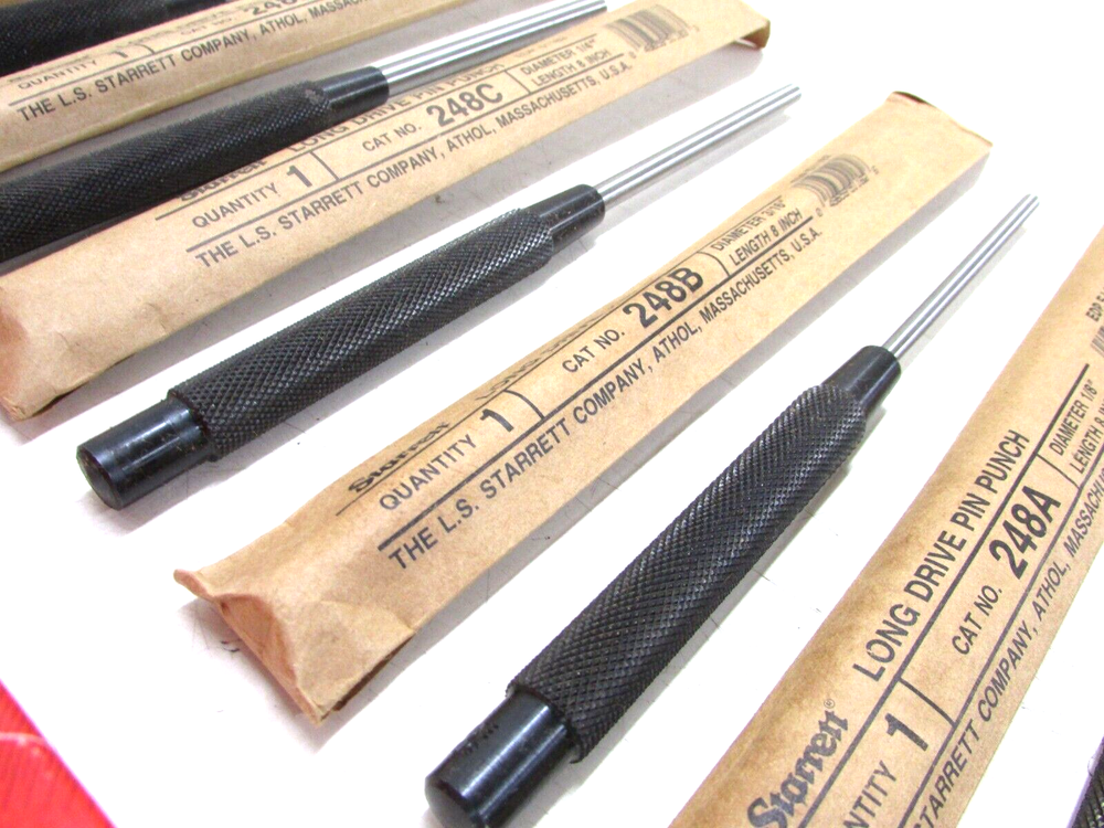 STARRETT TOOLS S248 5-pc. DRIVE PIN PUNCH SET, 8" LONG