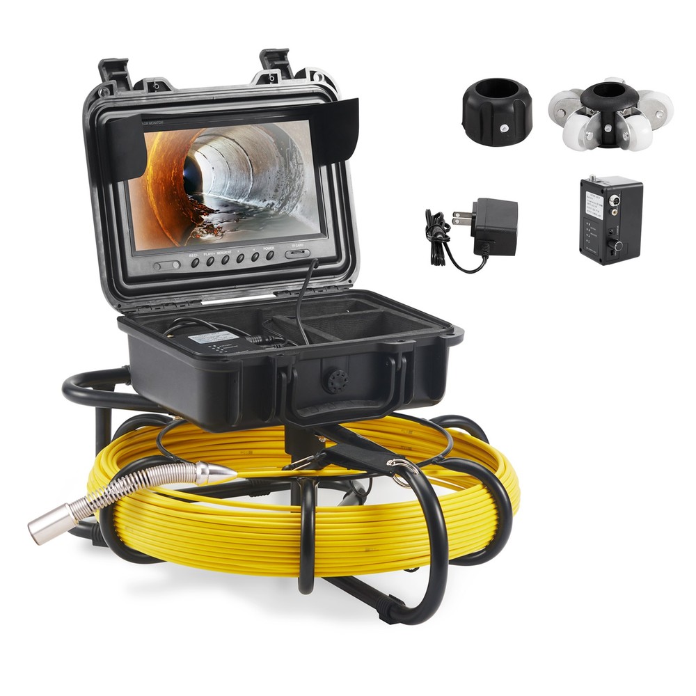 Sewer Camera 9" Screen Pipeline Inspection Camera w/ DVR Function Waterproof