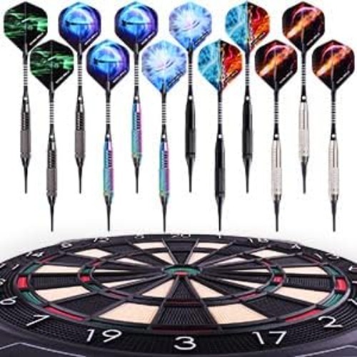Beginner-Friendly 12 Pcs Soft Tip Darts Set - 18 Gram with Extra Accessories