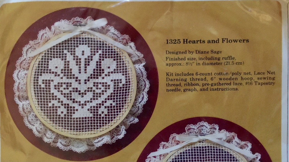 Lace Net Darning Embroidery Lot - Patterns Net and Kit