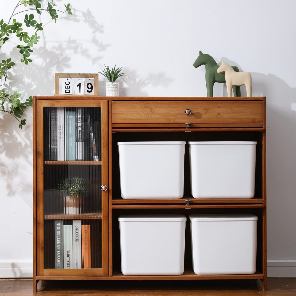 Plastic Storage Baskets Bins Boxes With Lids,Organizing Container White Stora...