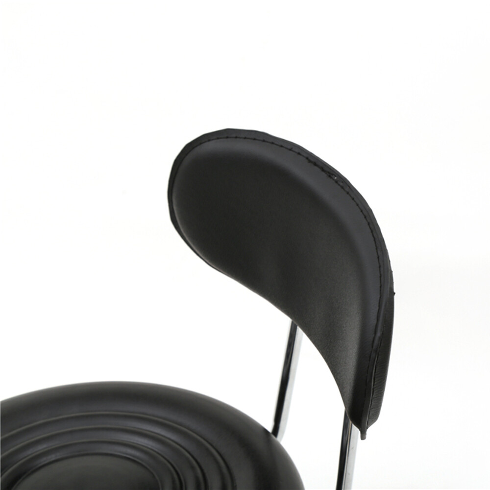 New Round Shape Adjustable Salon Stool with Back and Line Black --