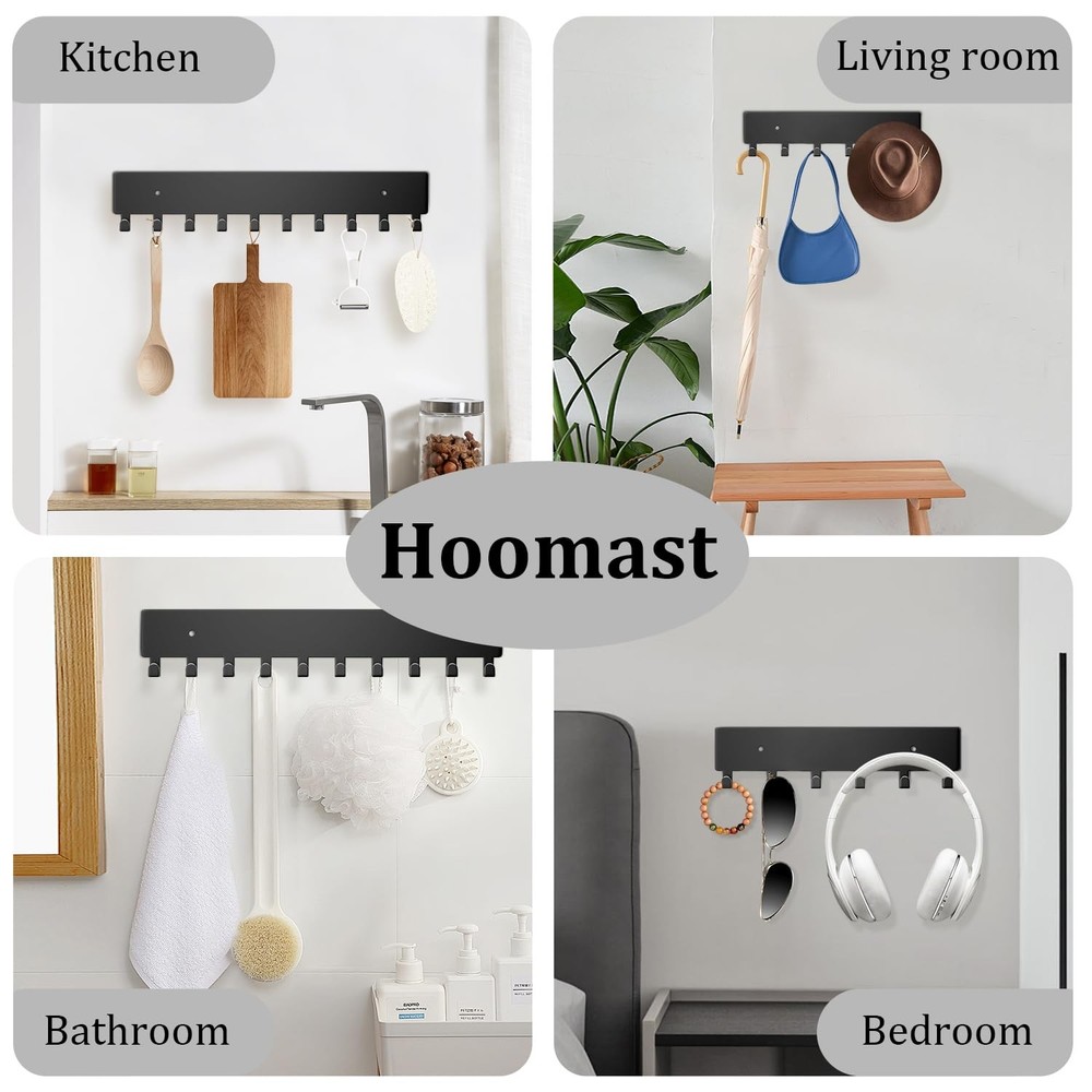 Key Holder Wall Mount with 10 Hooks - Key Rack Organizer for Entryway, Kitchen