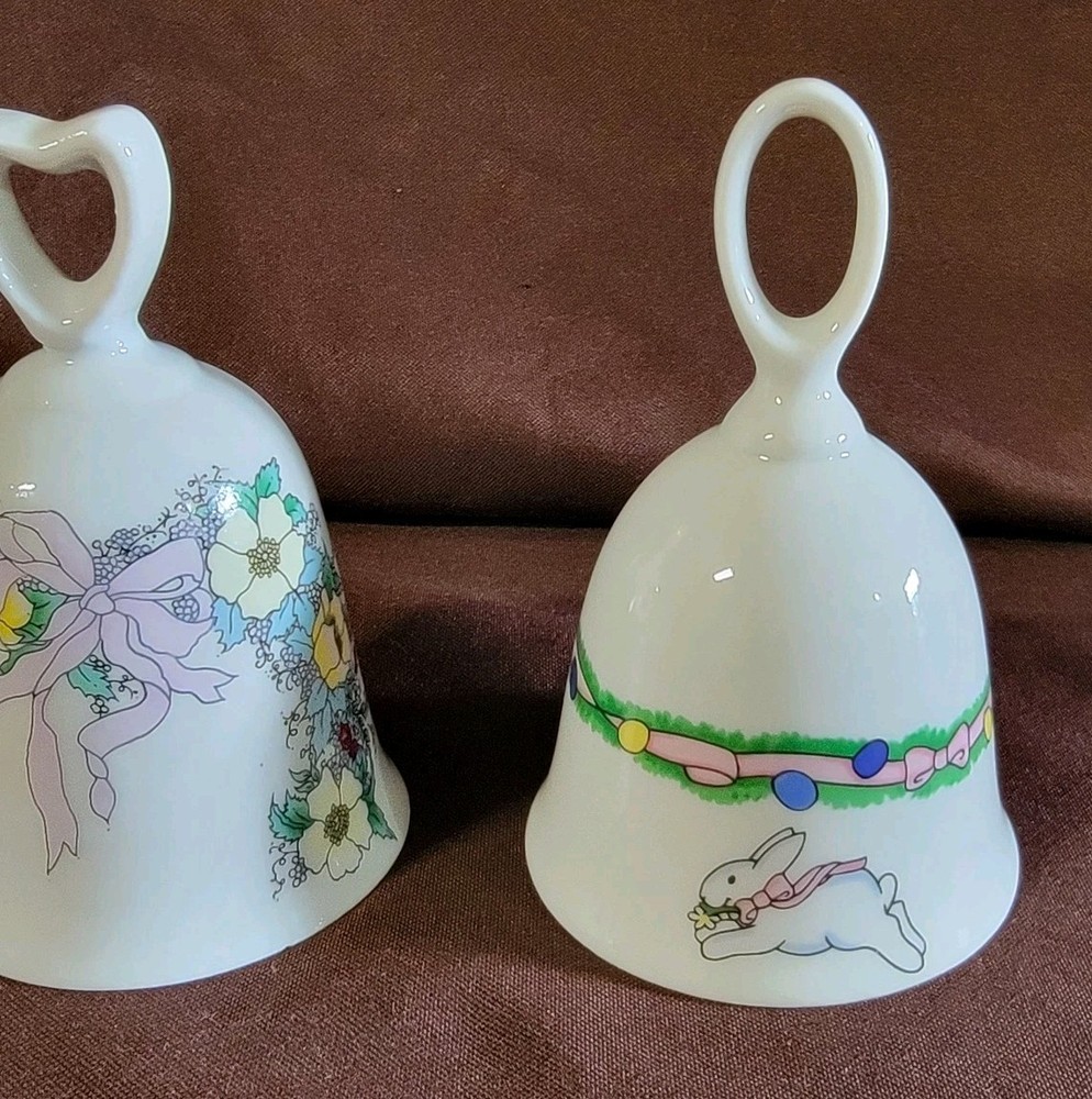 2 Vintage Ceramic Easter Bells