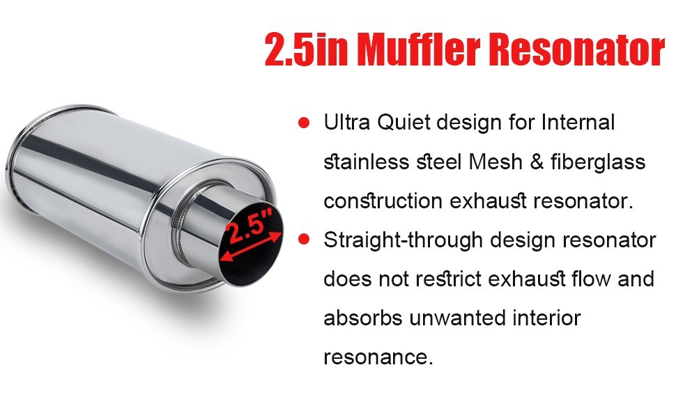 2.5'' Ultra Quiet Muffler Resonator 2.5 in,304s Exhaust Vibrant Resonator 2.5in