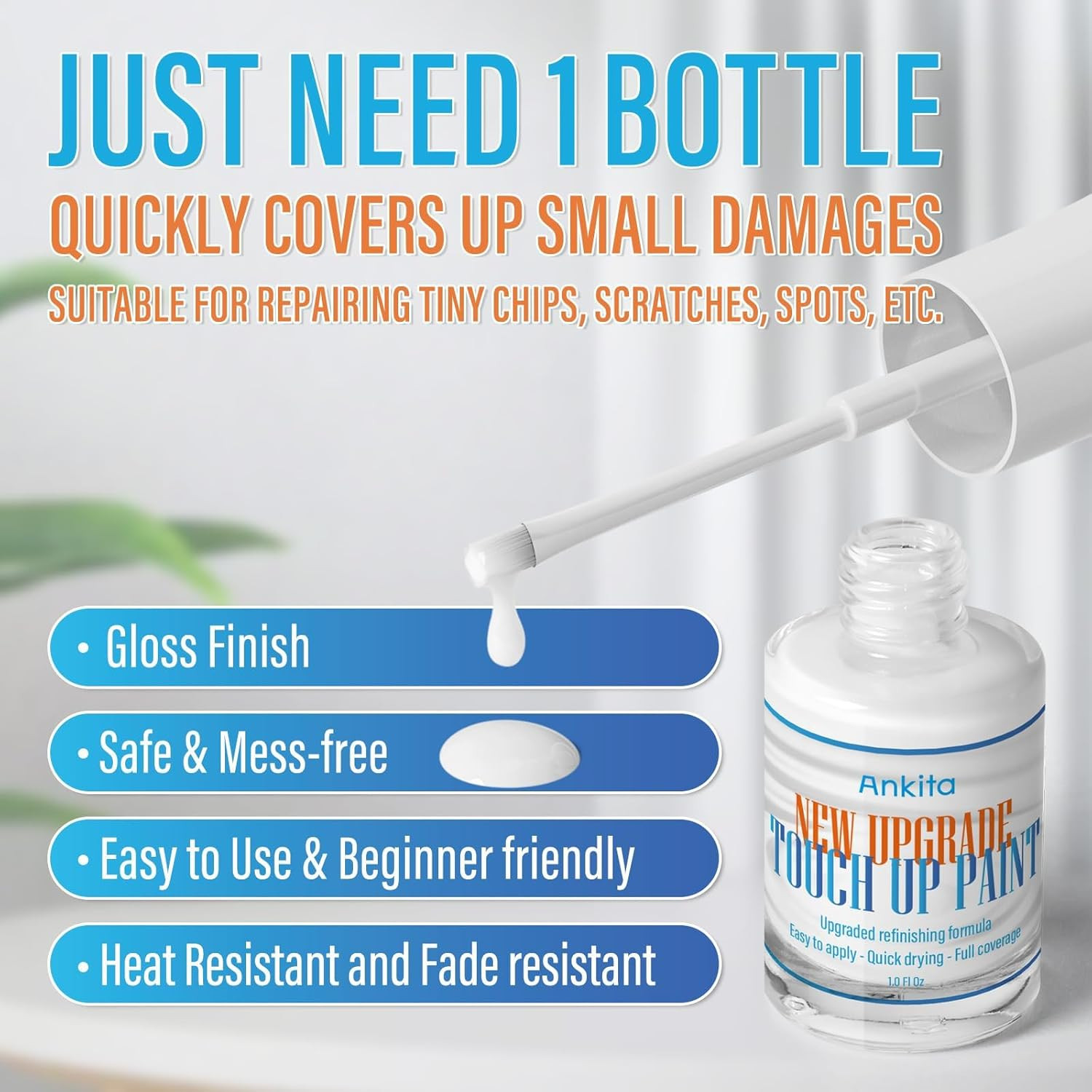 Porcelain Sink Touch up Paint, High-Gloss Porcelain Repair Kit White & Appliance