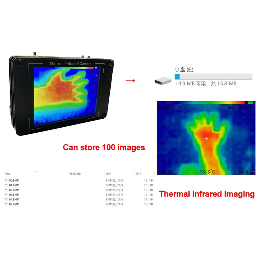 Infrared Thermal Imager Sensor 3.2" LCD IR Thermometer Thermal Imaging Camera