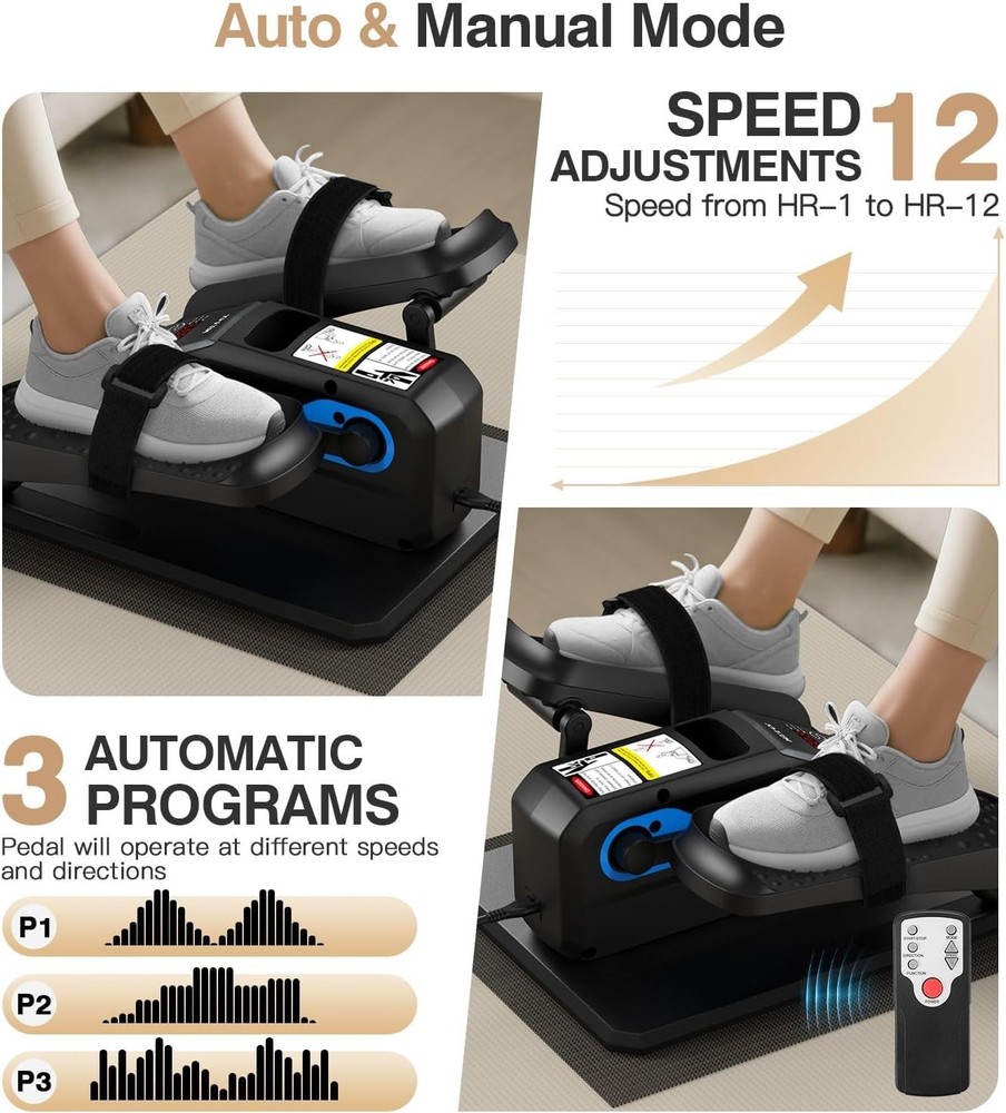 Portable Under Desk Elliptical Machine - Electric Exerciser with Remote Control