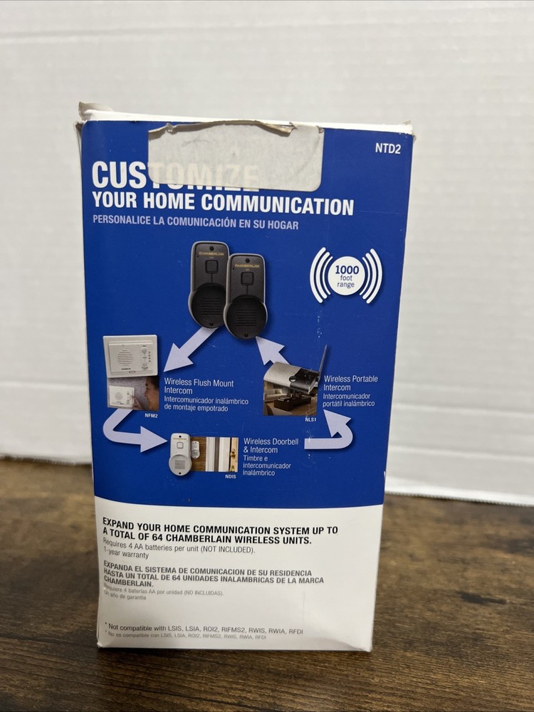 Chamberlain Wireless Indoor Outdoor Portable Intercom System NTD2 1000 ft Range