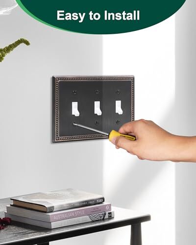2-Pack Triple Toggle Light Switch Cover Plate Pearls Decorative Switch Plate ...