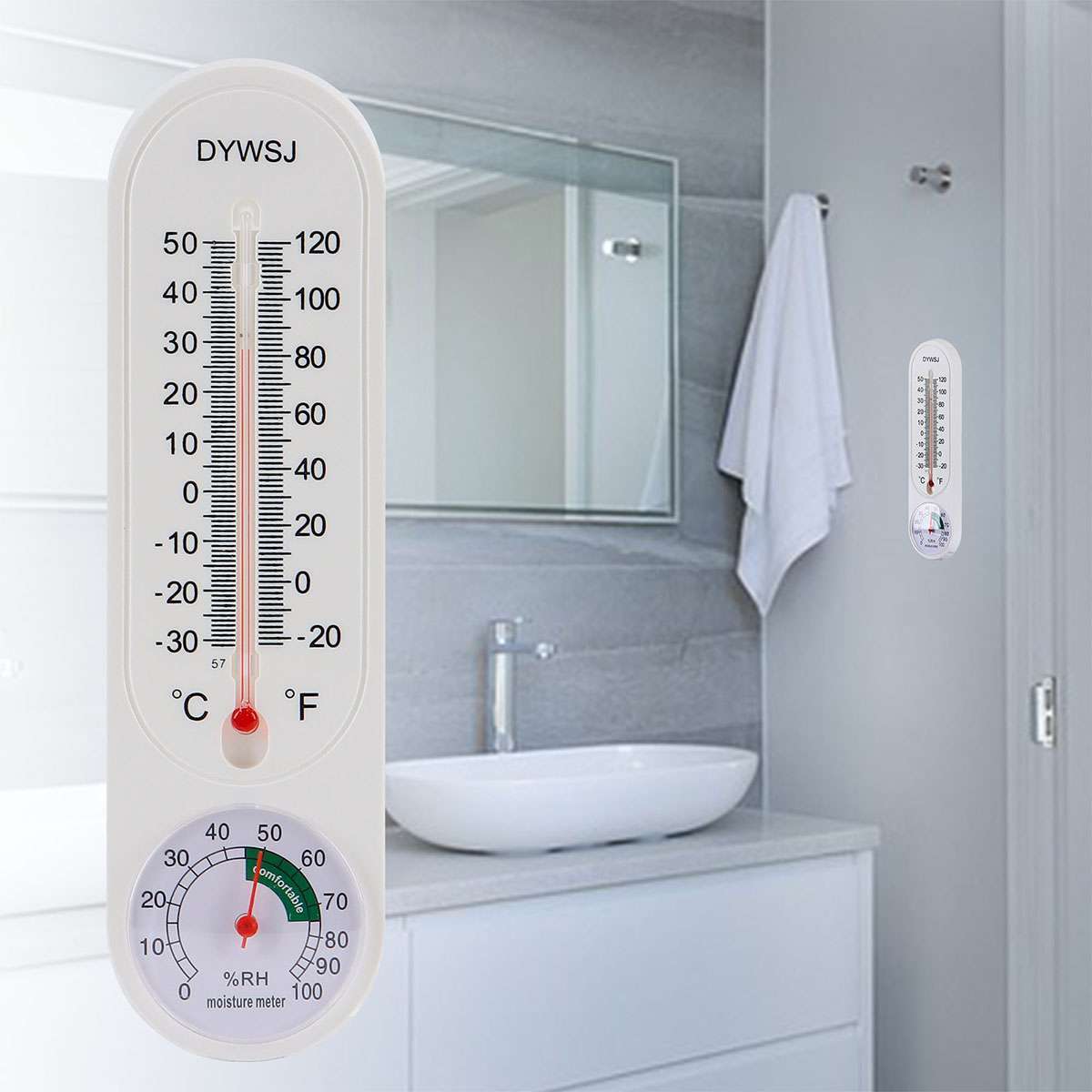 4PCS Wall Thermometer Indoor Outdoor Mount Garden Greenhouse Home Humidity Meter