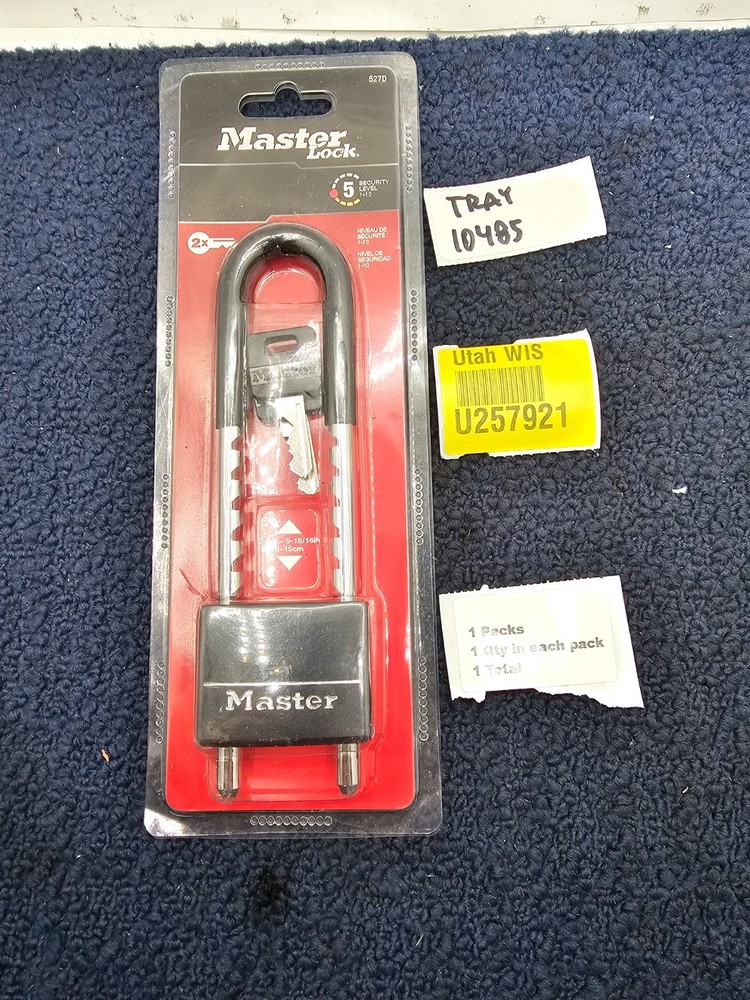 Master Lock 527D Solid Body Padlock, Adjustable Length Shackle, 2 in. Body