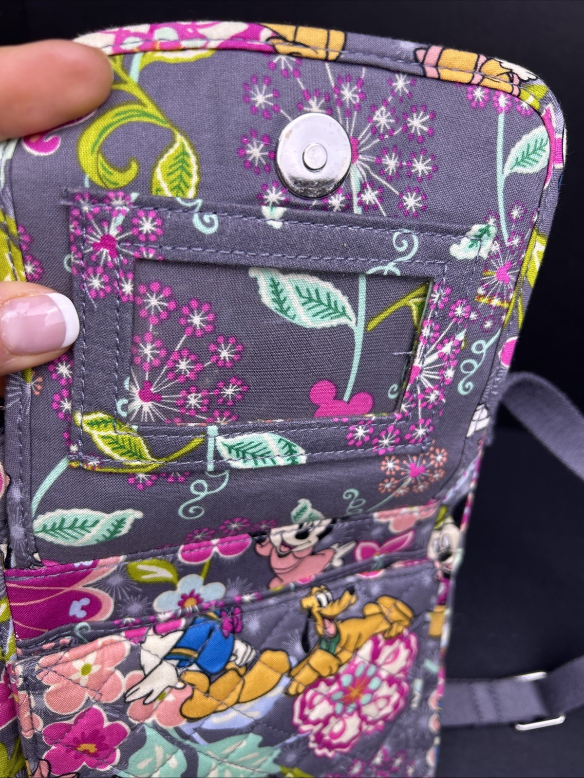 DISNEY VERA BRADLEY CROSSBODY BAG PURSE GRAY MINNIE & MICKEY MOUSE TROPICAL